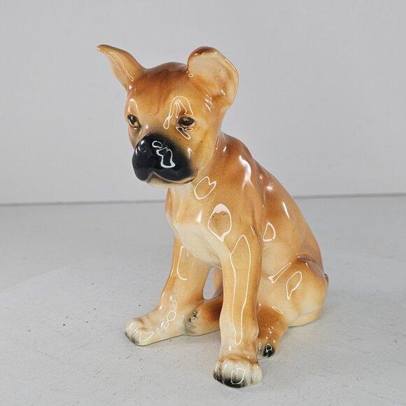 Vintage Boxer Dog Figurine Ceramic Collectible Statue Sitting Japan - Picture 2 of 8